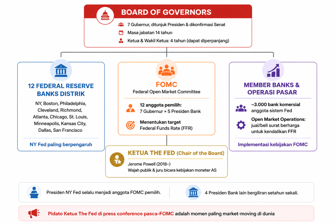The Fed — Federal Reserve: Definisi, Cara Kerja & Dampaknya pada Pasar Forex