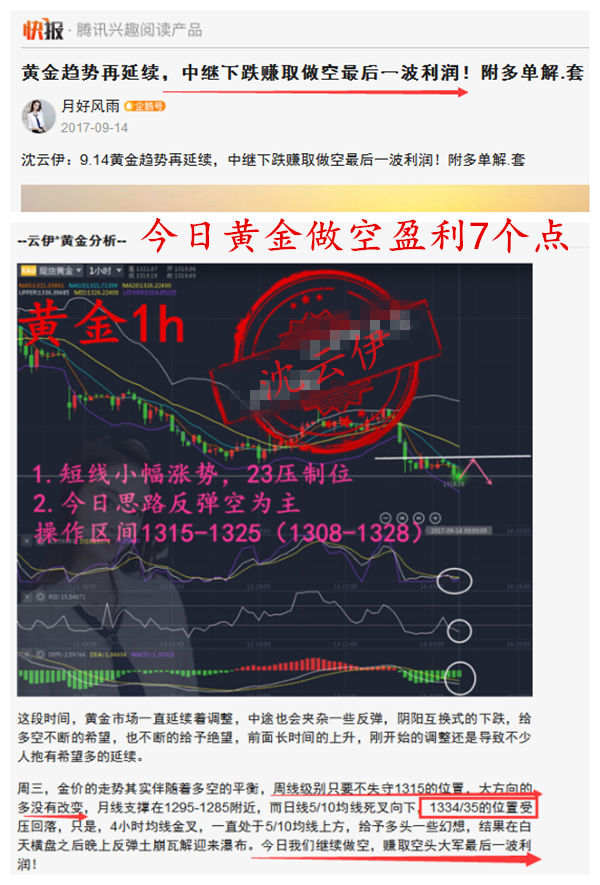黄金空单获利7个点原油多单获利1.5个点，你有没有本事跟上我的盈利