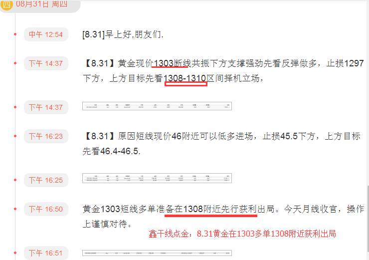 鑫干线点金：8.31黄金原油低多纷纷大赚，后续依旧回踩做多