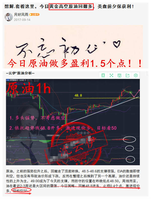 黄金空单获利7个点原油多单获利1.5个点，你有没有本事跟上我的盈利