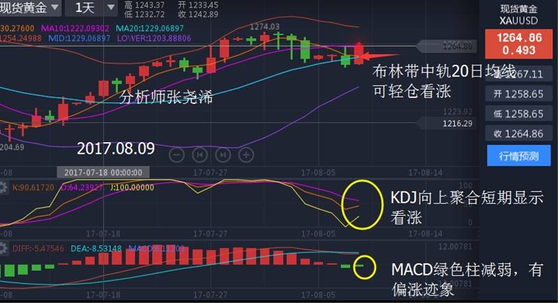张尧浠：美股终收跌 朝美局势加剧，黄金关注1264上攻力
