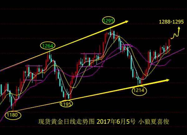 小狼:黄金做多看1288,原油47.7空