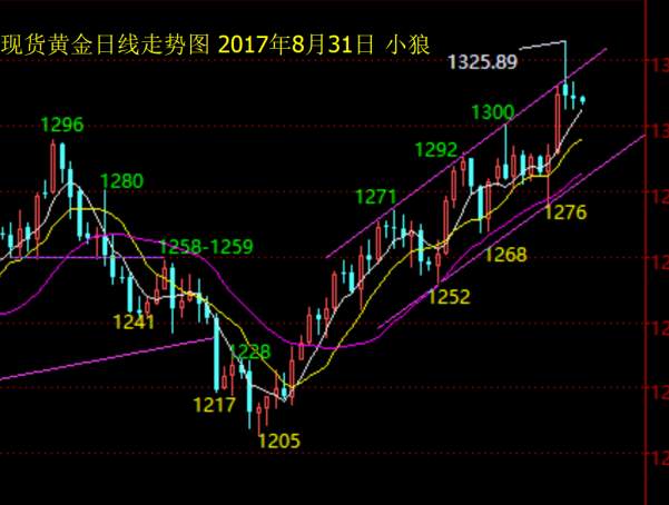 小狼：黄金1305日内关键，跌破将加大回撤