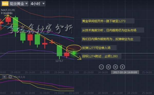 李域鑫：10.23黄金低开，顺势反弹做空为主