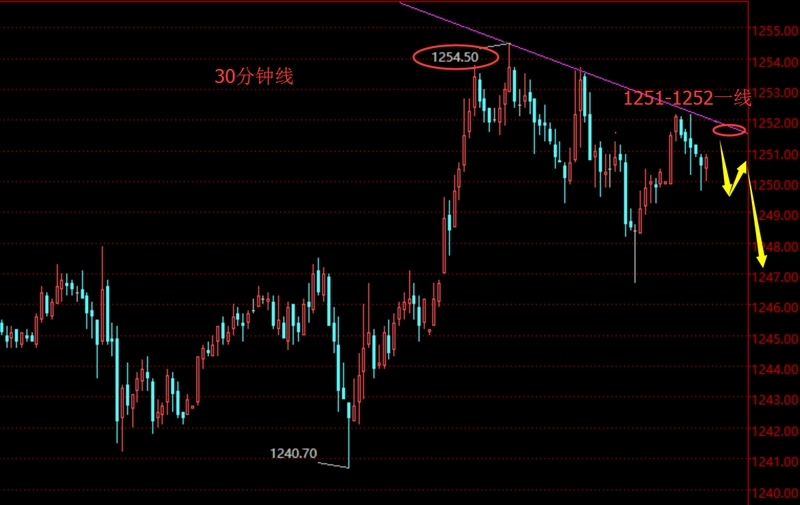 贺纳金海：黄金上涨只是反弹调整，日内1254下方做空