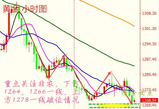 猎金女王：10.6非农大戏，黄金1263-1266或一波探底！