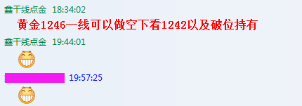 鑫干线点金:6.20晚评黄金1246空单止盈原油43.6新低