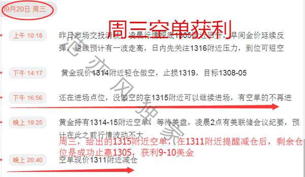 范亦风：9.23真相！黄金一周爆赚40点如何做到？下周1300守住继续空！