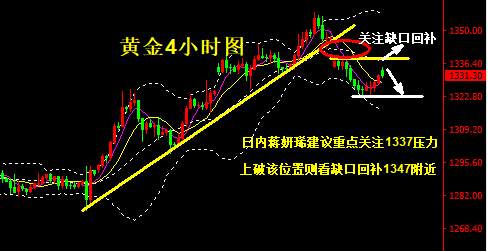 蒋妍琋：黄金止跌反弹 日内关注1337分水岭