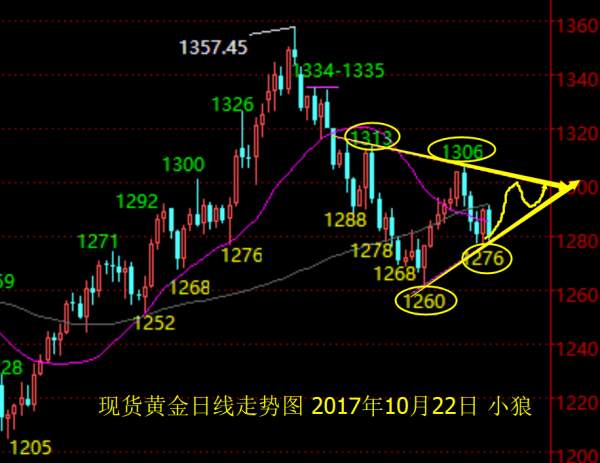 小狼：黄金下周是否1302-1280继续洗盘？