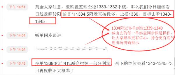 小狼：黄金1334多到1340，晚上继续多