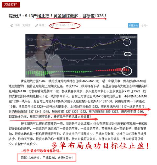 沈云伊：9.14黄金多空连胜原油低多告捷，不做美盘又如何，赚的照样比你多！