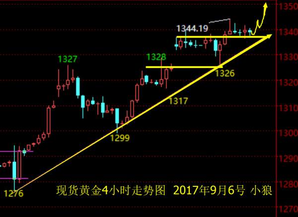 小狼：黄金多单持仓不变，晚上看1348