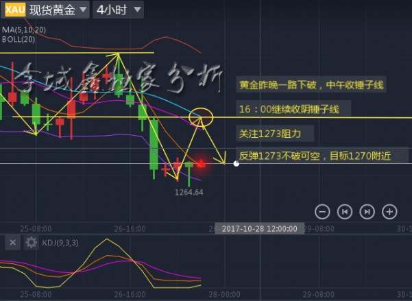 李域鑫：10.27黄金不可盲目追空，稳健反弹空