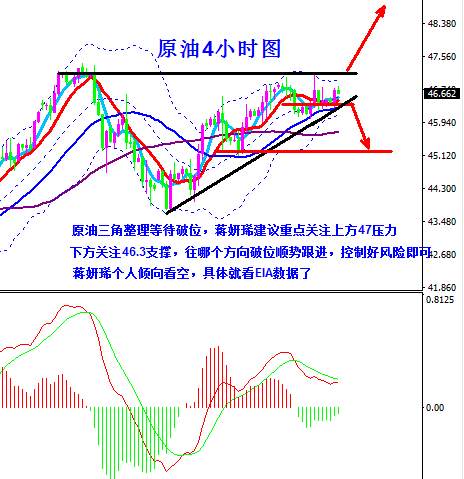 蒋妍琋：7.19晚间EIA来袭 原油走势分析及操作布局