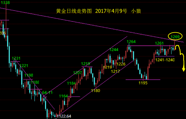 小狼：黄金下周1270做顶走回落
