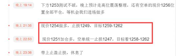 贺纳金海：1251和1254多单到位1259，晚上关注此位置得失