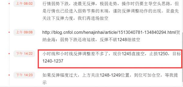 贺纳金海：看空思路不变，持有1245空单