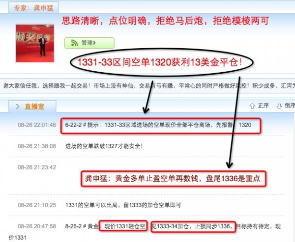 龚申猛:黄金1330之下属于任意点位空都能赚钱的模式!