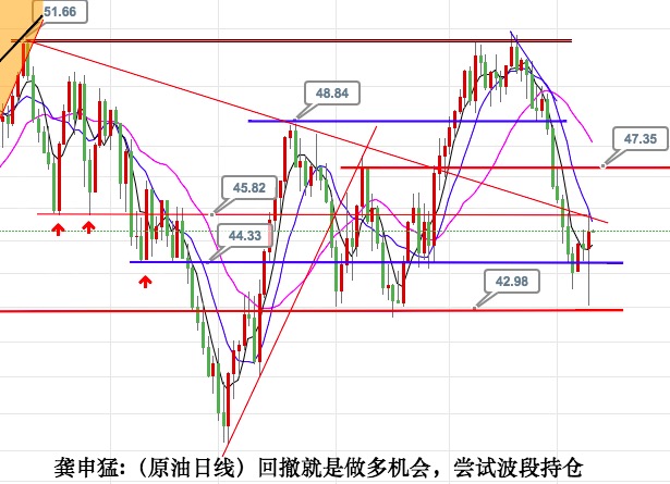 龚申猛:黄金白点波段看空至1200,原油48.8做多看反弹