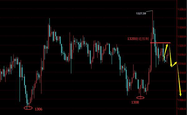 贺纳金海：冲高回落是震荡，守住1320不破做空
