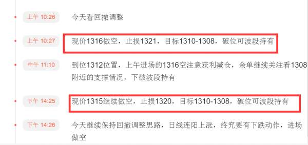 贺纳金海：多头需要调整修正，1316空单获利持有