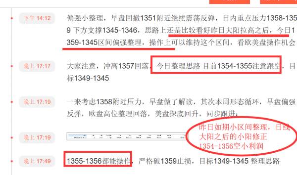 小狼：高位横盘防回落，1358上方不过分看多