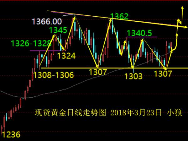 小狼：黄金回撤完成今日做多看1345，阴阳循环