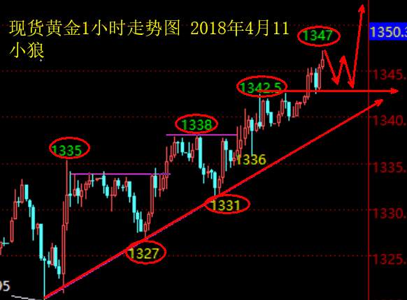 小狼：黄金碎阳慢涨只多不空，晚上继续新高