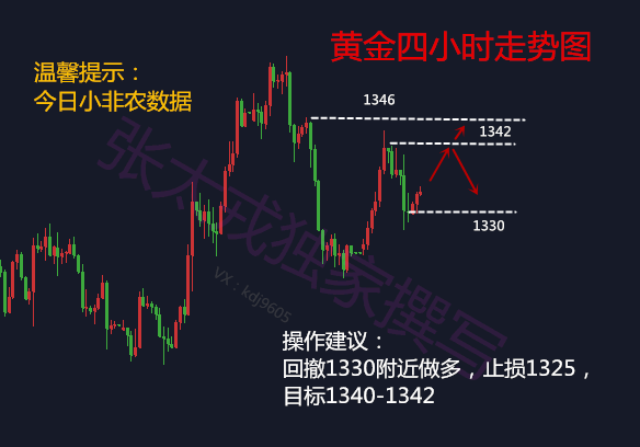 张太戎：4.4小非农夜踹黄金门，午间黄金操作分析