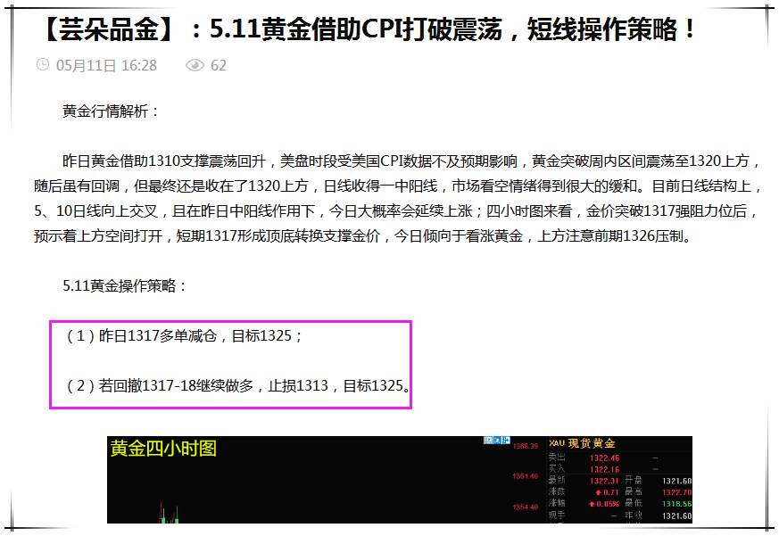 【芸朵品金】：5.14黄金周初延续看涨，原油低多！