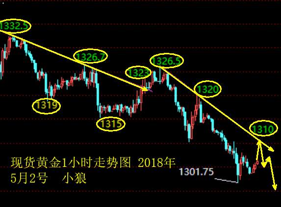 小狼：黄金跌破4个月新低，今日1313下空