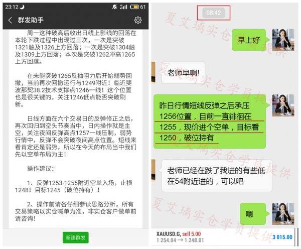 夏艾璃:7.12早评黄金行情呈现空头控盘,早间操作建议及分析!
