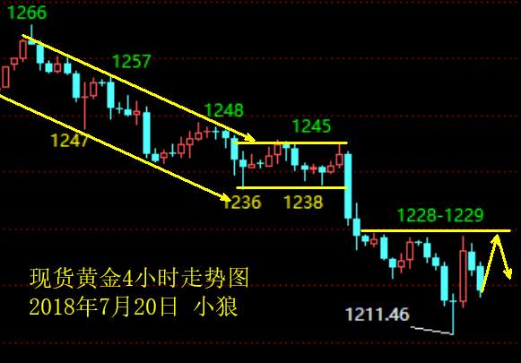 小狼：黄金早盘急跌先多，反弹1228再空