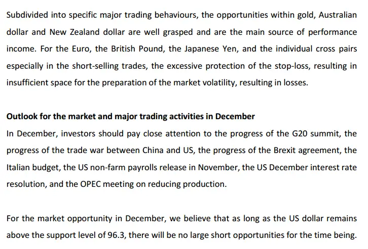 OzSinoFund Monthly Disclosure Statement