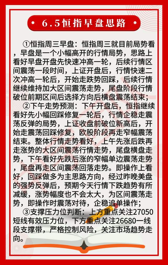 6.5恒指早盘分析|恒指震荡格局不变 早盘区间操作