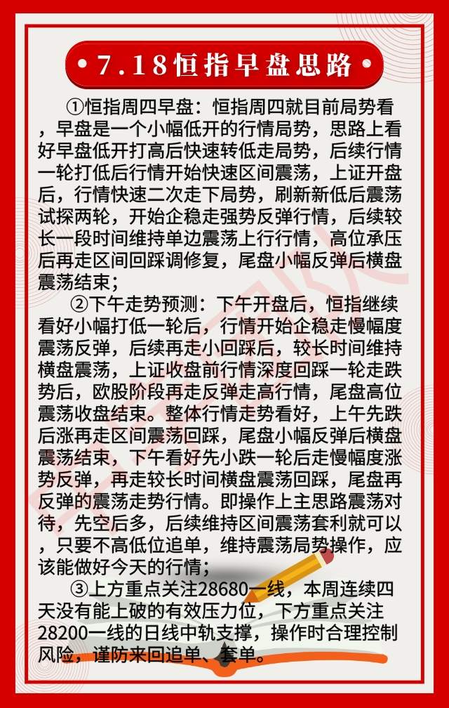 踏浪点神：7.18恒指早盘分析及最新资讯