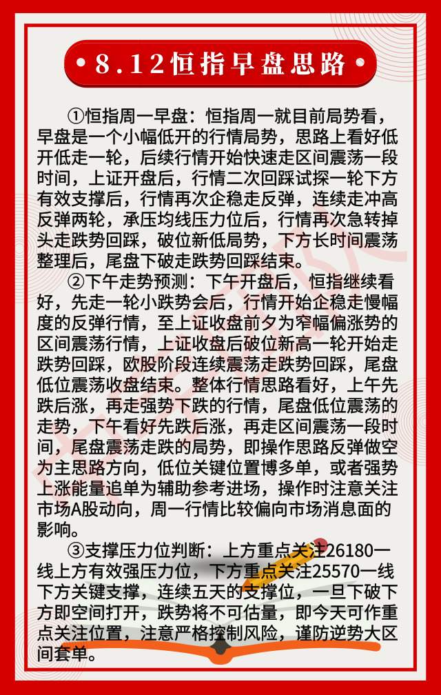 踏浪点神：8.12恒指早盘分析及最新资讯