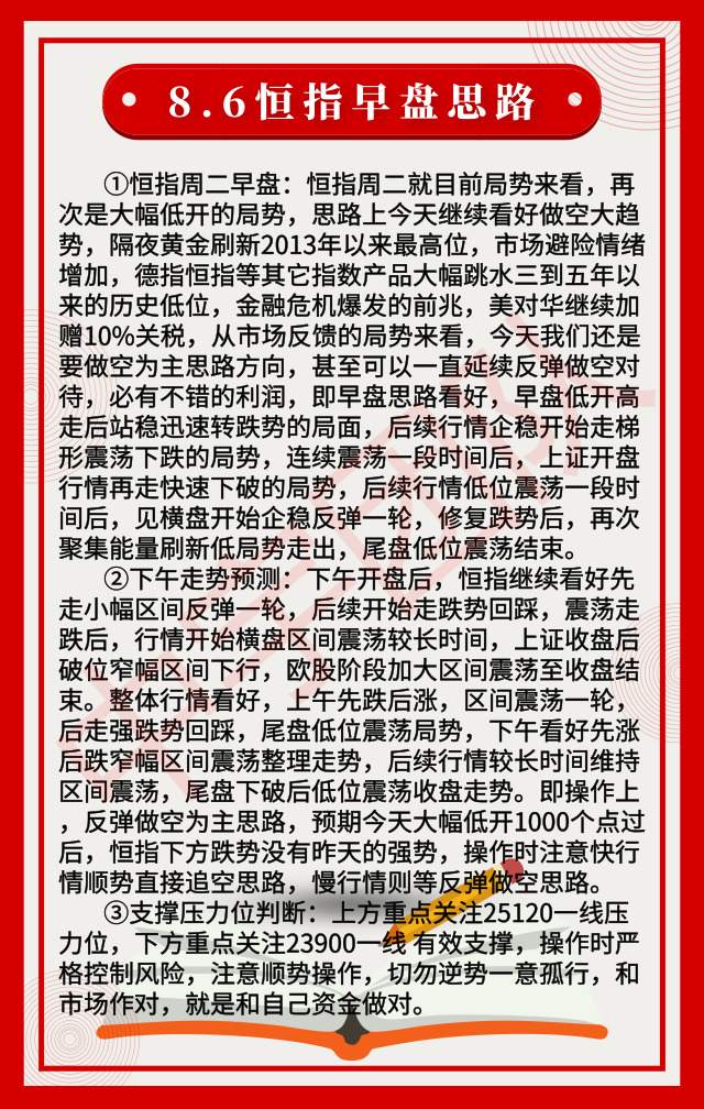 踏浪点神：8.6恒指早盘分析及最新资讯
