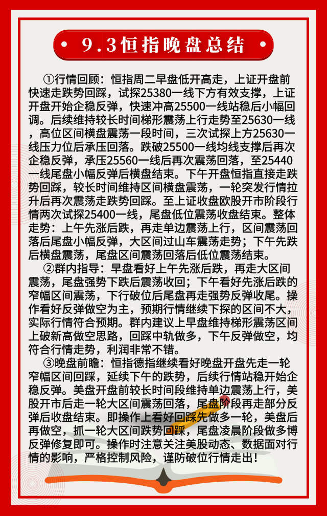 踏浪点神：9.3恒指今日小结及后市思路