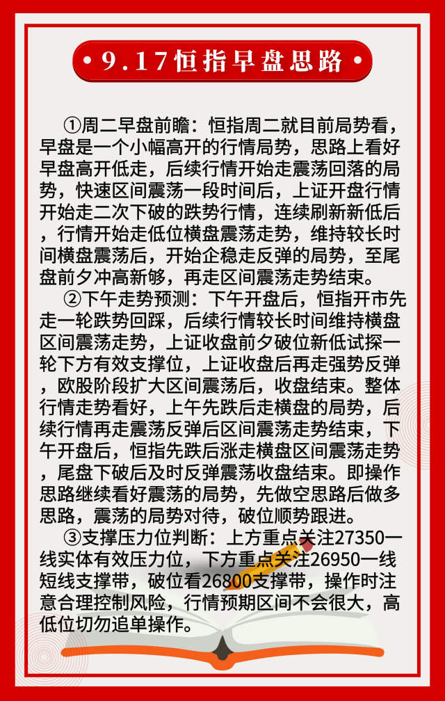 踏浪点神：9.17恒指早盘分析及最新资讯