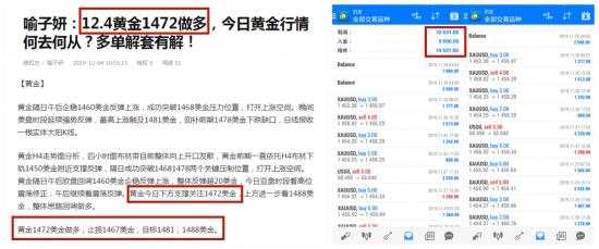 喻子妍:12.4黄金1483现价空嗨翻全场，欧盘在1472多单继续持有！