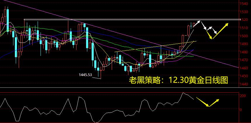 老黑策略：12.30黄金分析策略