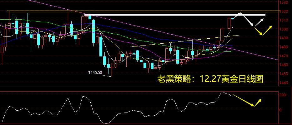 老黑策略：12.27黄金分析策略
