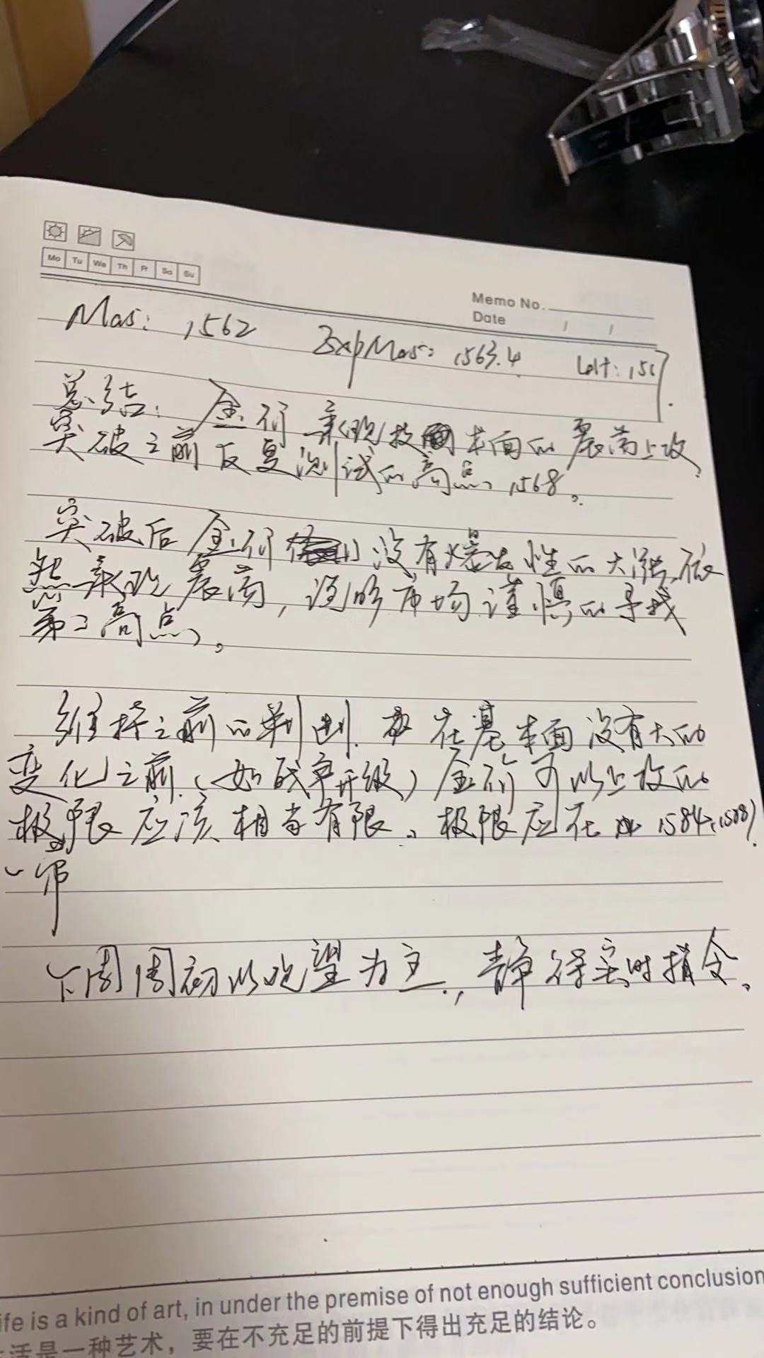 三生资管：2020年1月25日黄金交易日记，手写原版一气呵成