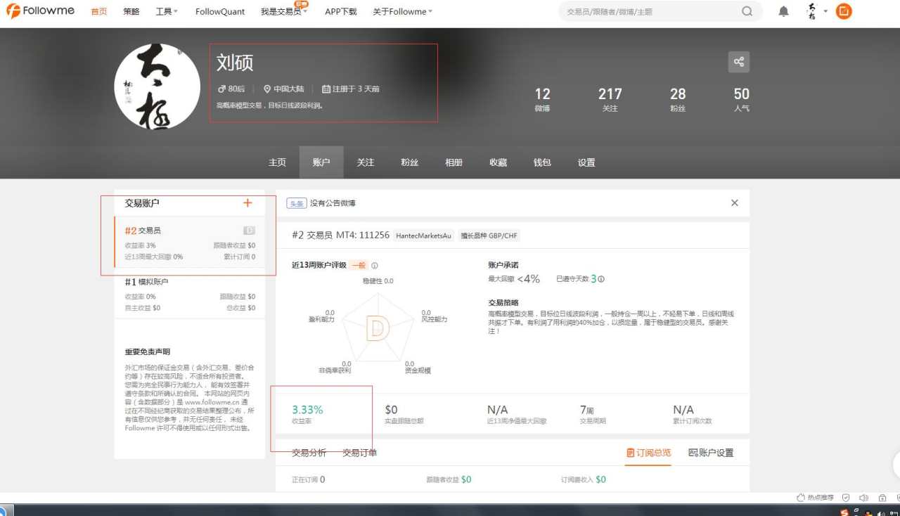 三天将亏损4%的账户打回,赚3.3%