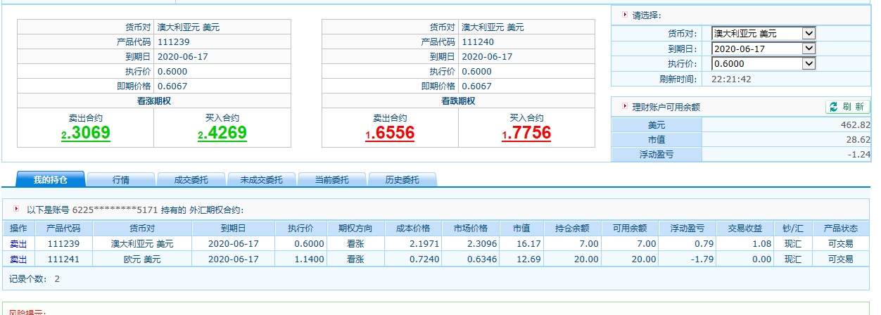 外汇期权交易记录3.27号