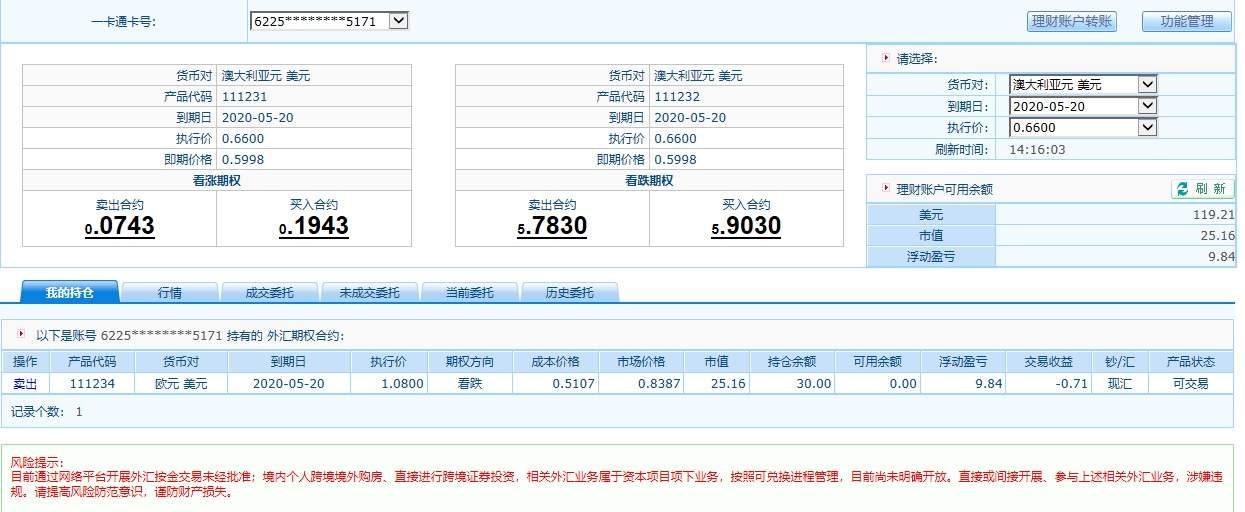 外汇期权交易记录3.18号