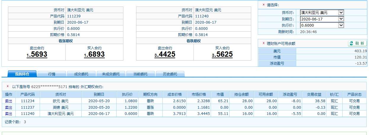 外汇期权交易记录3.23号