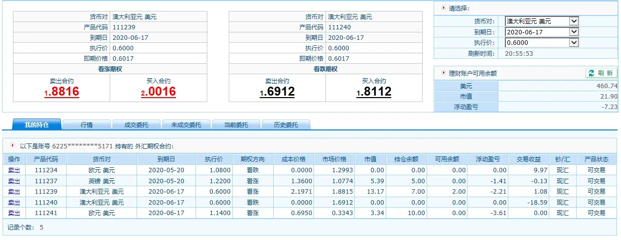 外汇交易期权记录3.25